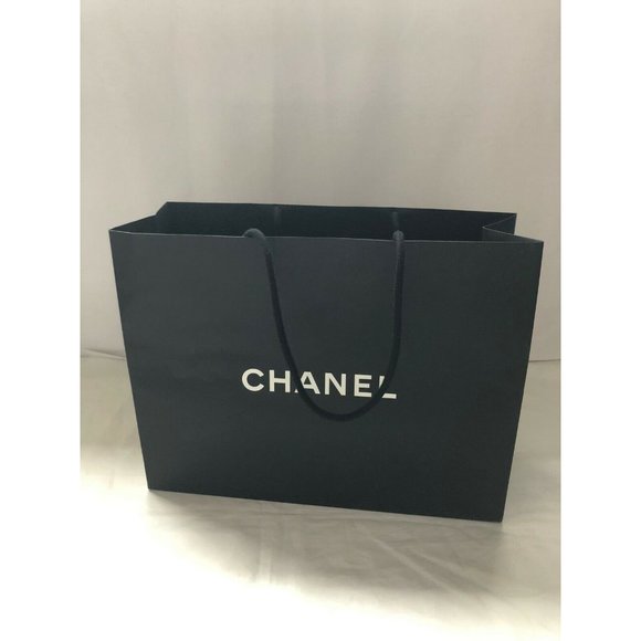 CHANEL Camellia Paper Shopping Bag Black 13" x 17" x 6" - Picture 7 of 10